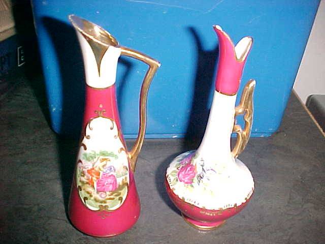 LOVELY MARKED CHINA SMALL VASES 13CM HIGH