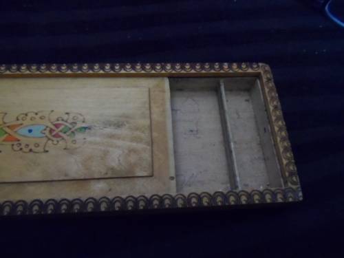Large vintage wooden pencil box