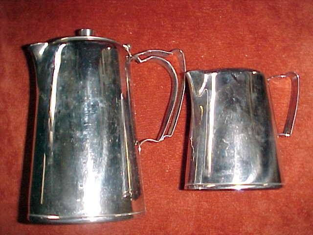 Lovely stainless steel coffee pot and milk jug
