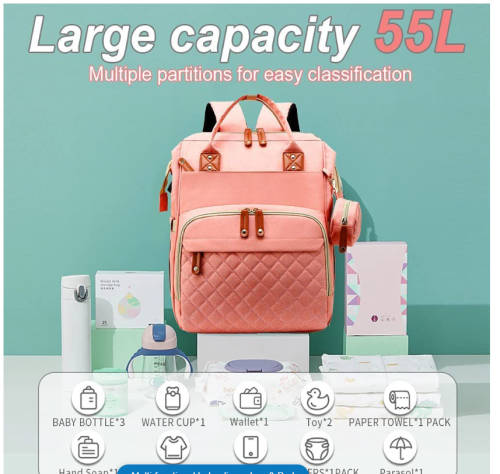 Multi-functional baby diaper bag & Bed