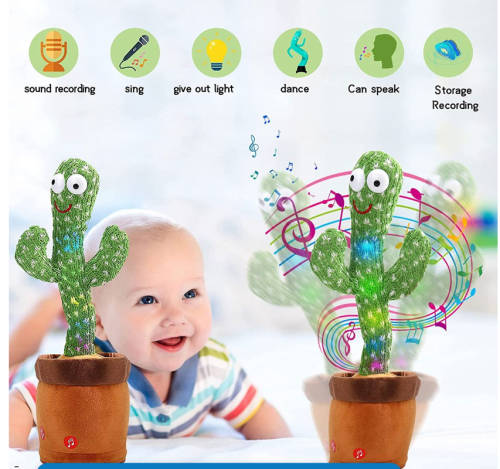Dancing Cactus Baby Mimicking Recording Music Light Up Baby Interactive Toy