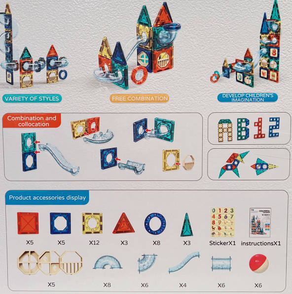 73 Pcs Magnetic Pipeline Tiles Magic Blocks 3D STEM Stacking Toys