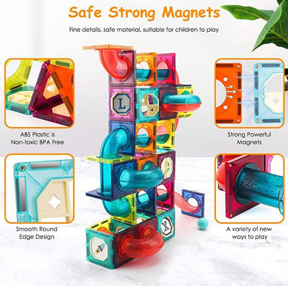 73 Pcs Magnetic Pipeline Tiles Magic Blocks 3D STEM Stacking Toys