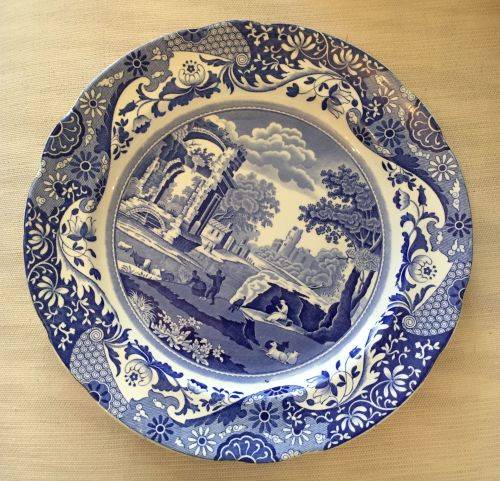 Copeland Spode Italian pattern dinner plates blue and white - 8 available