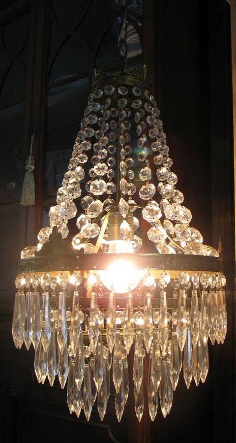 Lovely vintage French crystal waterfall chandelier
