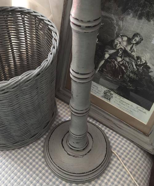 Vintage French Grey wooden lamp base