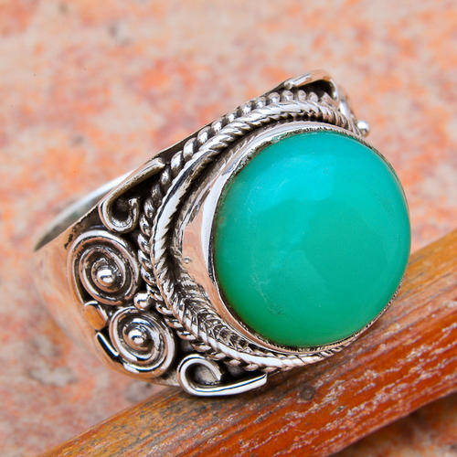 STUNNING AMAZONITE RING IN SOLID 925 STERLING SILVER. SIZE 8.5