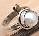 LOVELY RING IN SOLID 925 SILVER WITH FRESHWATER PEARL. SIZE 7