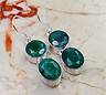 STUNNING EARRINGS WITH NATURAL EMERALDS IN 925 STERLING SILVER. Length : 39mm.