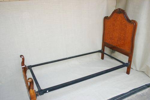 Scroll toe single bed headboard, foot-end and steel frame, no mattress