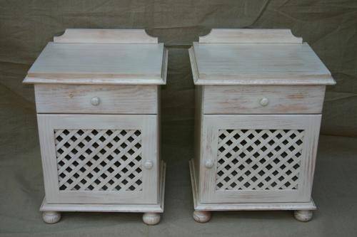 set of 2 white-wash bedside tables