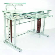 Glass & Chrome Computer Desk with Mecer 19inch monitor and Keyboard