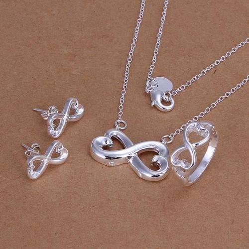 ~~*925 Silver Plated Infinity Pendant, Necklace, Earrings & Ring Set*~~
