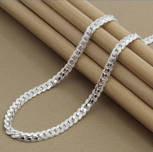 925 Sterling silver plated 5mm flat chain