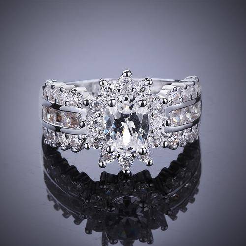 925 Sterling silver plated cz and crystal ring -  size 7  - Stunning