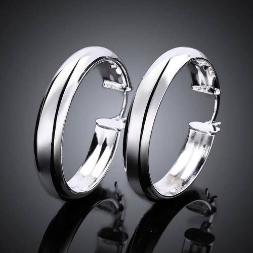 925 Sterling silver plated plain hoop earrings