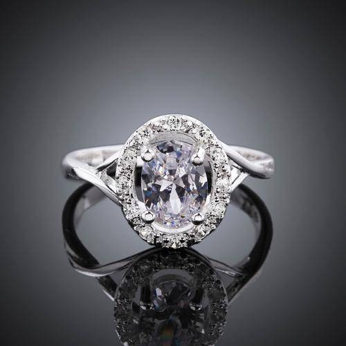 *New* 925 Sterling silver plated clear Austrian crystal Halo ring - Size 7