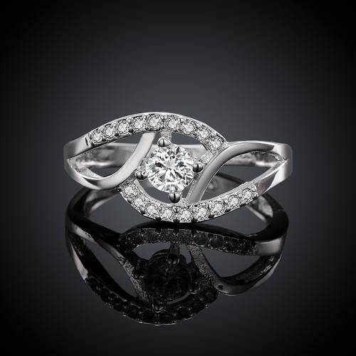 **Lovely** Silver Plated Genuine clear Austrian crystal pave setting ring