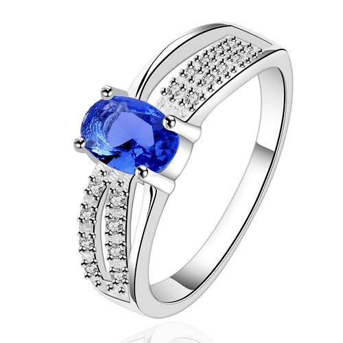 **Beautiful**  925 Silver Plated  Blue Austrian Crystal Ring