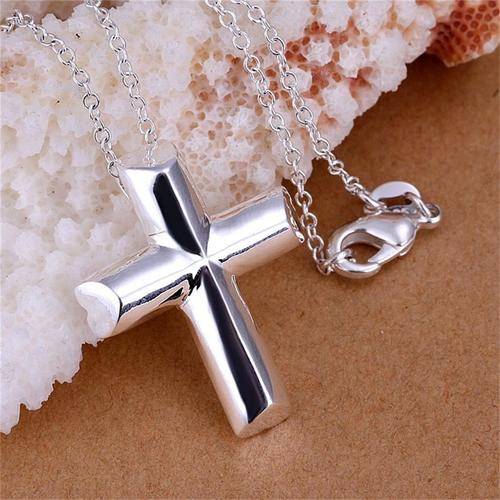 925 silver plated cross pendant and necklace