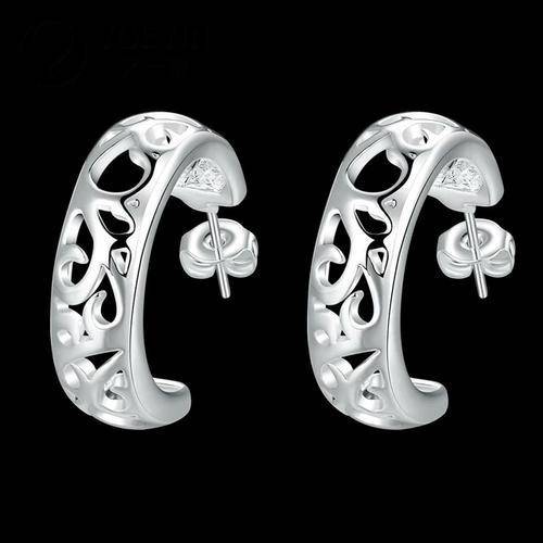 ~~**~~ LOWEST PRICE ~~**~~925 Silver plated half round filigree design stud earrings