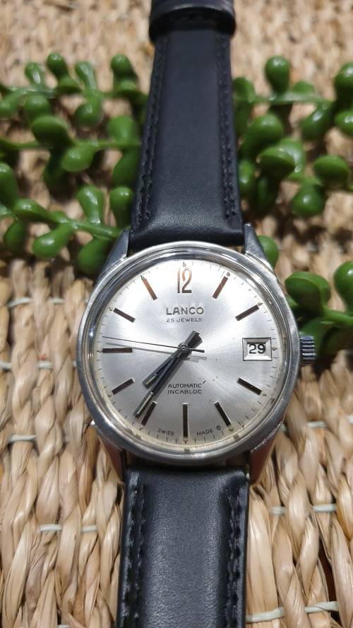 Vintage Lanco Large Automatic Slimline Date Men`s Watch - fully restored