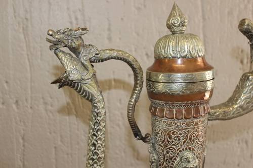 Spectacular Antique Tibetan Kashmiri Ceremonial Dragon Ewer Circa mid 1800s 65cm tall x 45 x 17