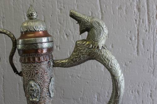 Spectacular Antique Tibetan Kashmiri Ceremonial Dragon Ewer Circa mid 1800s 65cm tall x 45 x 17