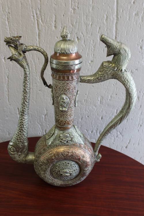 Spectacular Antique Tibetan Kashmiri Ceremonial Dragon Ewer Circa mid 1800s 65cm tall x 45 x 17