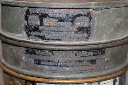 9 piece set of Copper and Brass Laboratory test sieves diameter 21cm height of stack 47cm