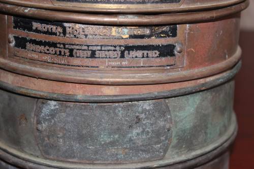 9 piece set of Copper and Brass Laboratory test sieves diameter 21cm height of stack 47cm