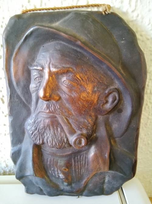 Vintage Danish Bronze plaque of Captain Alte Seebar Signed Lero 23x16cm