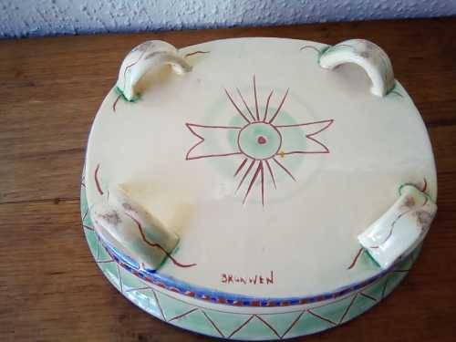 Vintage Signed Sgraffito Ceramic Platter in the Art Deco Style 30x27cm