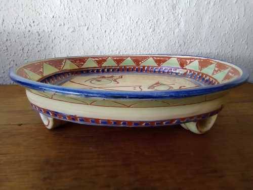 Vintage Signed Sgraffito Ceramic Platter in the Art Deco Style 30x27cm