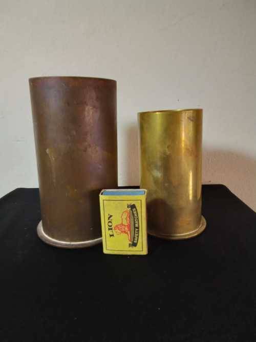 Pair of Antique WW1 German artillary shells dated 1908 and 1909