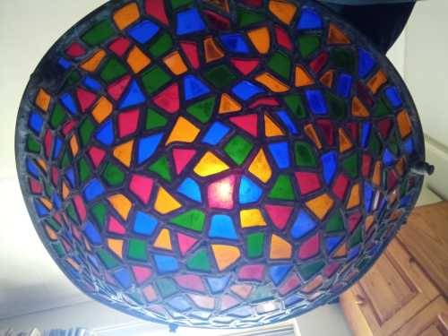 Antique Art Deco 1920s Lead Light Pendant Chandelier 40cm wide 49cm length