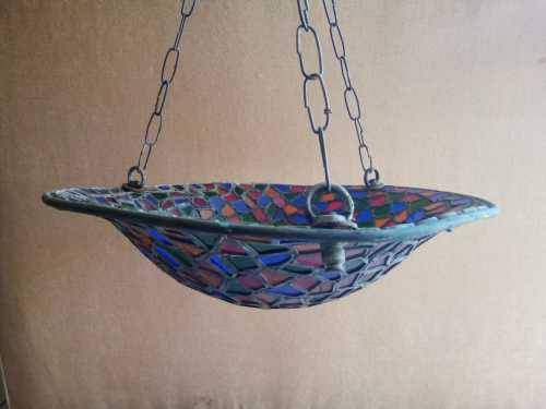 Antique Art Deco 1920s Lead Light Pendant Chandelier 40cm wide 49cm length