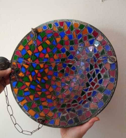 Antique Art Deco 1920s Lead Light Pendant Chandelier 40cm wide 49cm length