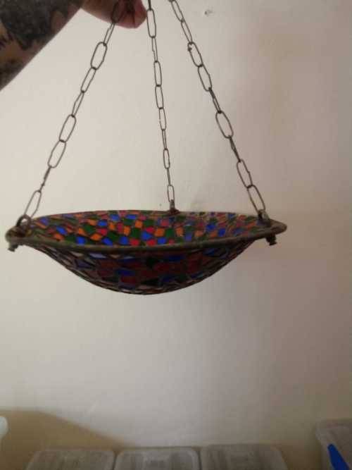 Antique Art Deco 1920s Lead Light Pendant Chandelier 40cm wide 49cm length