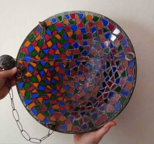 Antique Art Deco 1920s Lead Light Pendant Chandelier 40cm wide 49cm length