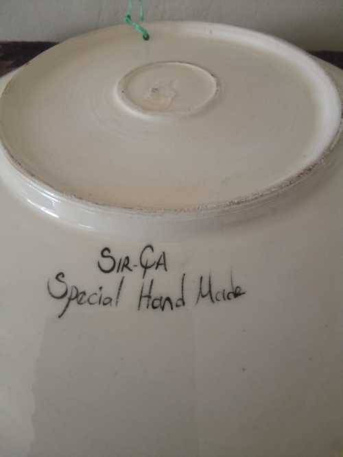 Vintage Turkish Hand Painted Sir-Ca wall plate 29cm diameter (a few small chips on rim)