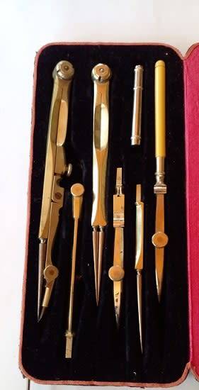 Vintage Brass Drawing Tool Set