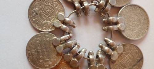 India -8 x 1/4 Rupees Silver Coins -Fitted with Old Style Holders, high Silver content.