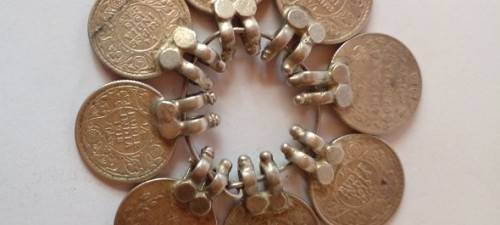 India -8 x 1/4 Rupees Silver Coins -Fitted with Old Style Holders, high Silver content.