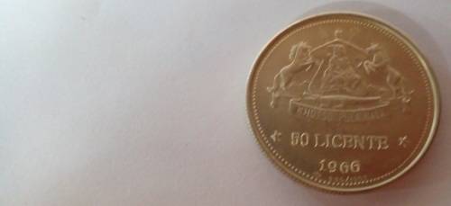 1966 -Lesotho -Silver 50 Licente Coin Uncirculated