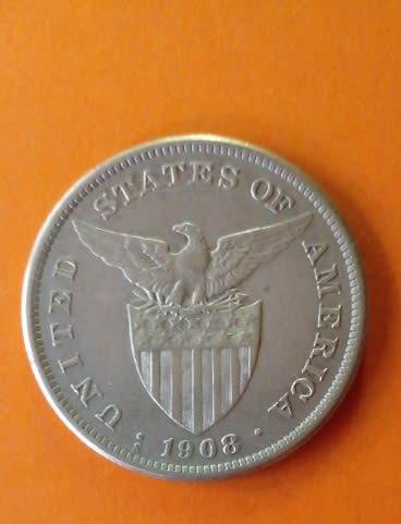 Philippines -1908 -One Peso Silver Coin