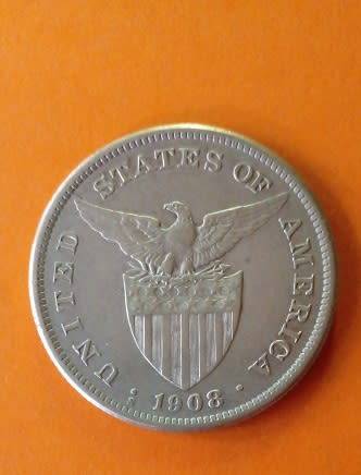Philippines -1908 -One Peso Silver Coin