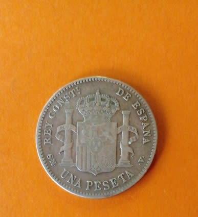 Spain -1900 -One (Una) Peseta -Alfonso XIII -Silver