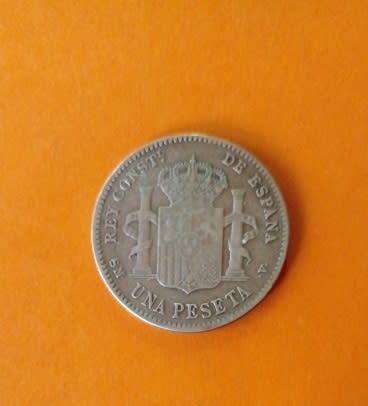 Spain -1900 -One (Una) Peseta -Alfonso XIII -Silver