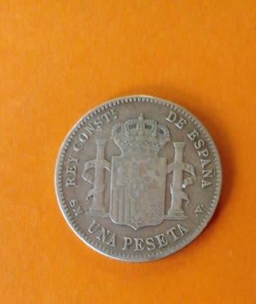 Spain -1900 -One (Una) Peseta -Alfonso XIII -Silver